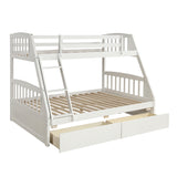 TOPMAX Solid Wood Twin Over Full Bunk Bed with Two Storage Drawers, White - Home Elegance USA