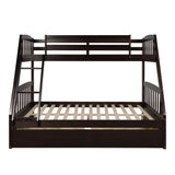 TOPMAX Solid Wood Twin Over Full Bunk Bed with Two Storage Drawers, Espresso - Home Elegance USA