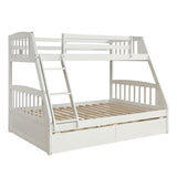 TOPMAX Solid Wood Twin Over Full Bunk Bed with Two Storage Drawers, White - Home Elegance USA