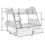 TOPMAX Solid Wood Twin Over Full Bunk Bed with Two Storage Drawers, White - Home Elegance USA