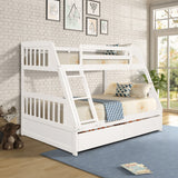 TOPMAX Solid Wood Twin Over Full Bunk Bed with Two Storage Drawers, White - Home Elegance USA