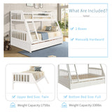 TOPMAX Solid Wood Twin Over Full Bunk Bed with Two Storage Drawers, White - Home Elegance USA