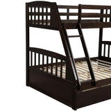 TOPMAX Solid Wood Twin Over Full Bunk Bed with Two Storage Drawers, Espresso - Home Elegance USA