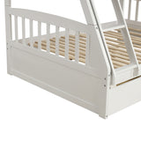 TOPMAX Solid Wood Twin Over Full Bunk Bed with Two Storage Drawers, White - Home Elegance USA