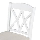 TOPMAX Casual Counter Height Wood Upholstered Dining Chairs with Cross Backs, Set of 4, White+Beige - Home Elegance USA
