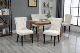 TOPMAX Dining Chair Tufted Armless Chair Upholstered Accent Chair, Set of 6 (Cream) - Home Elegance USA