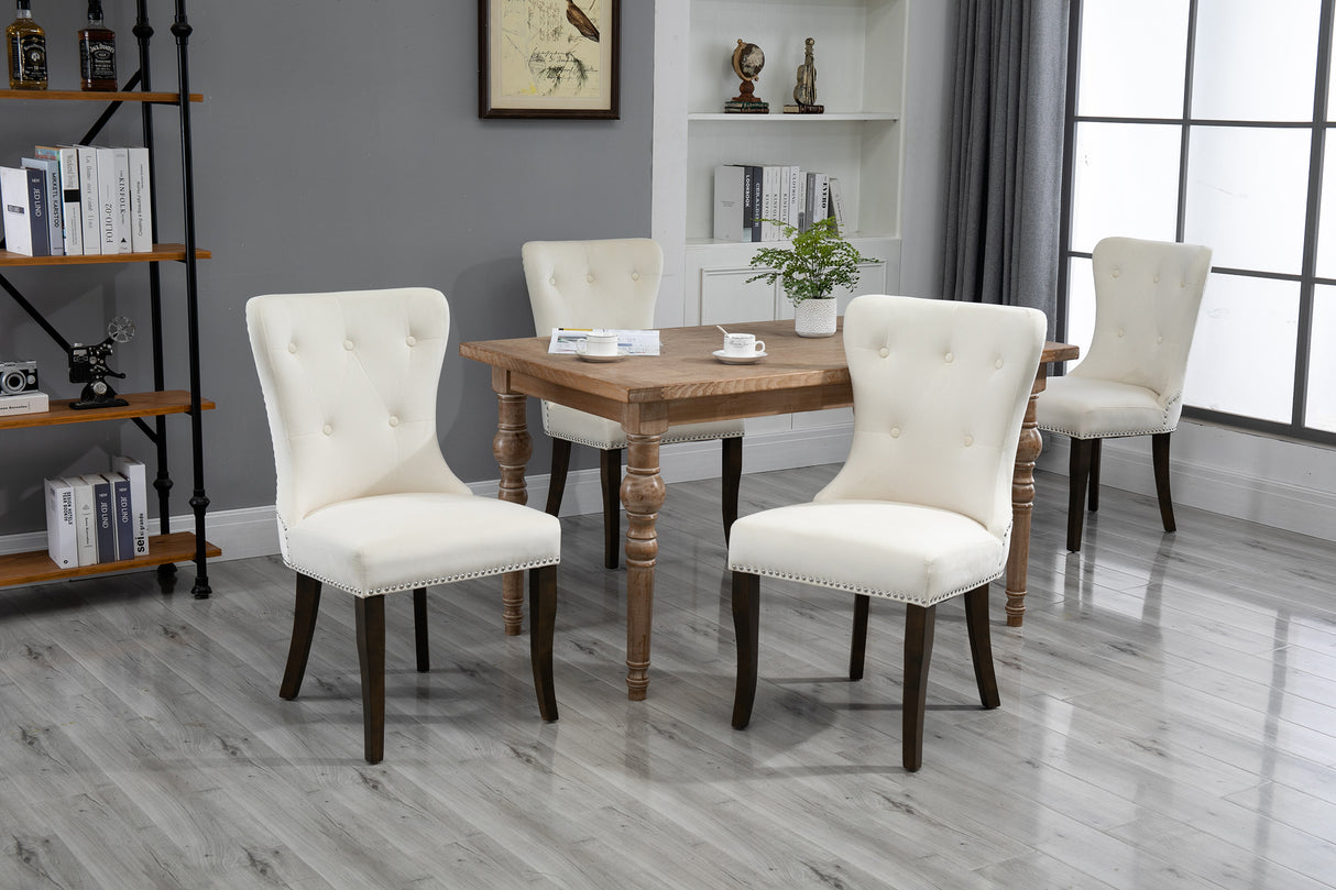 TOPMAX Dining Chair Tufted Armless Chair Upholstered Accent Chair, Set of 4 (Cream) - Home Elegance USA