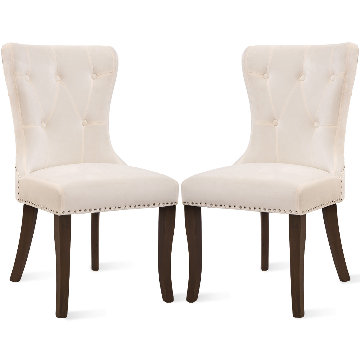 TOPMAX Dining Chair Tufted Armless Chair Upholstered Accent Chair, Set of 6 (Cream) - Home Elegance USA