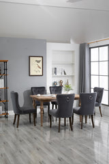 TOPMAX Dining Chair Tufted Armless Chair Upholstered Accent Chair, Set of 6 (Grey) - Home Elegance USA