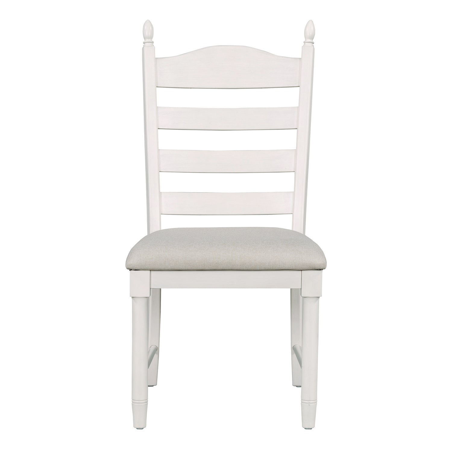 TREXM 5-Piece Retro Functional Dining Table Set Wood Round Extendable Dining Table and 4 Upholstered Dining Chairs (Off White) - Home Elegance USA