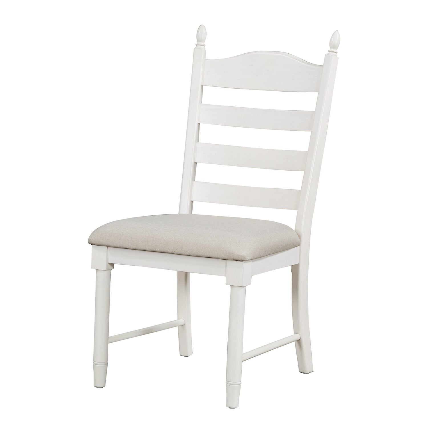 TREXM 5-Piece Retro Functional Dining Table Set Wood Round Extendable Dining Table and 4 Upholstered Dining Chairs (Off White) - Home Elegance USA