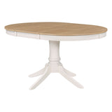TREXM 5-Piece Retro Functional Dining Table Set Wood Round Extendable Dining Table and 4 Upholstered Dining Chairs (Off White) - Home Elegance USA