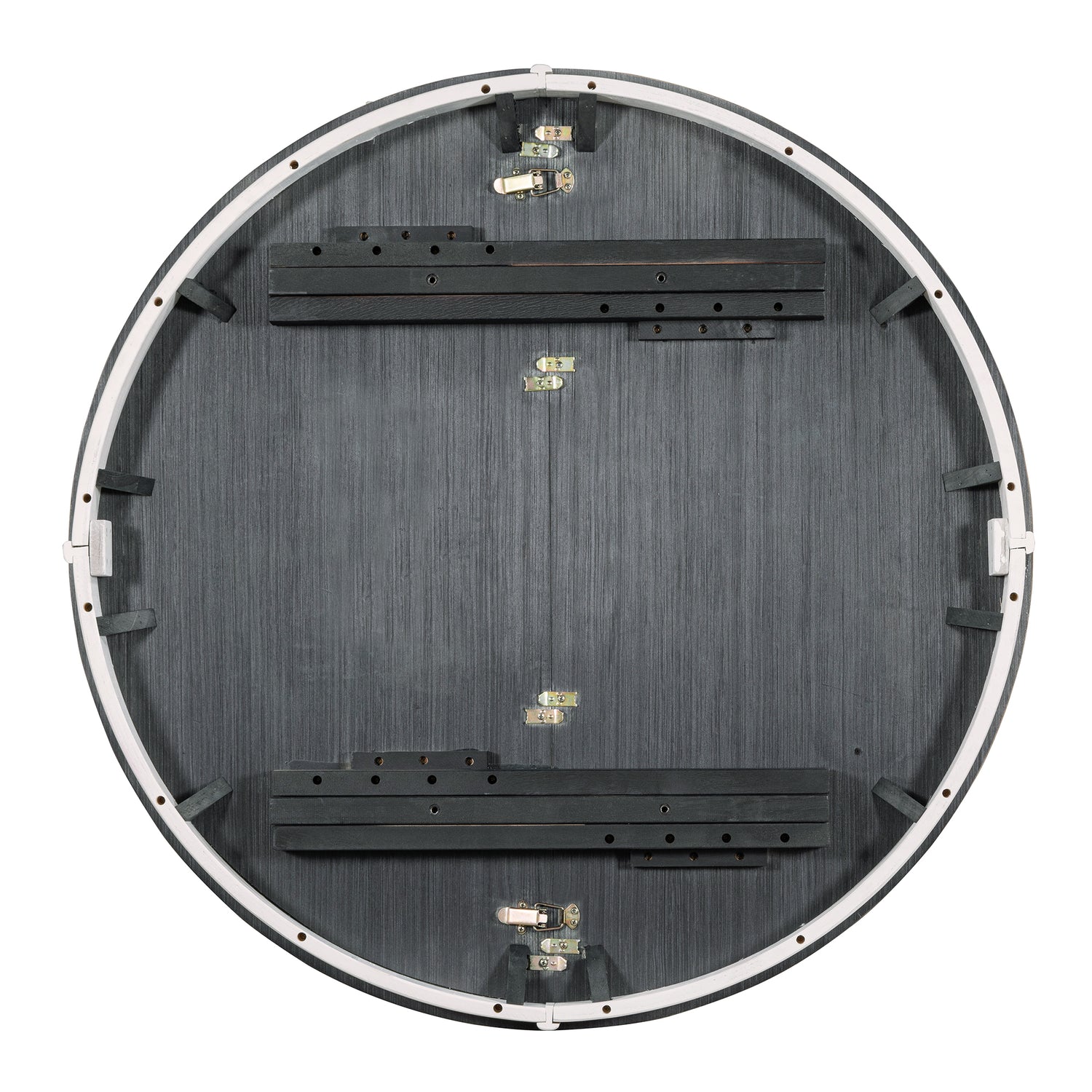 TREXM 5-Piece Retro Functional Dining Table Set Wood Round Extendable Dining Table and 4 Upholstered Dining Chairs (Off White) - Home Elegance USA