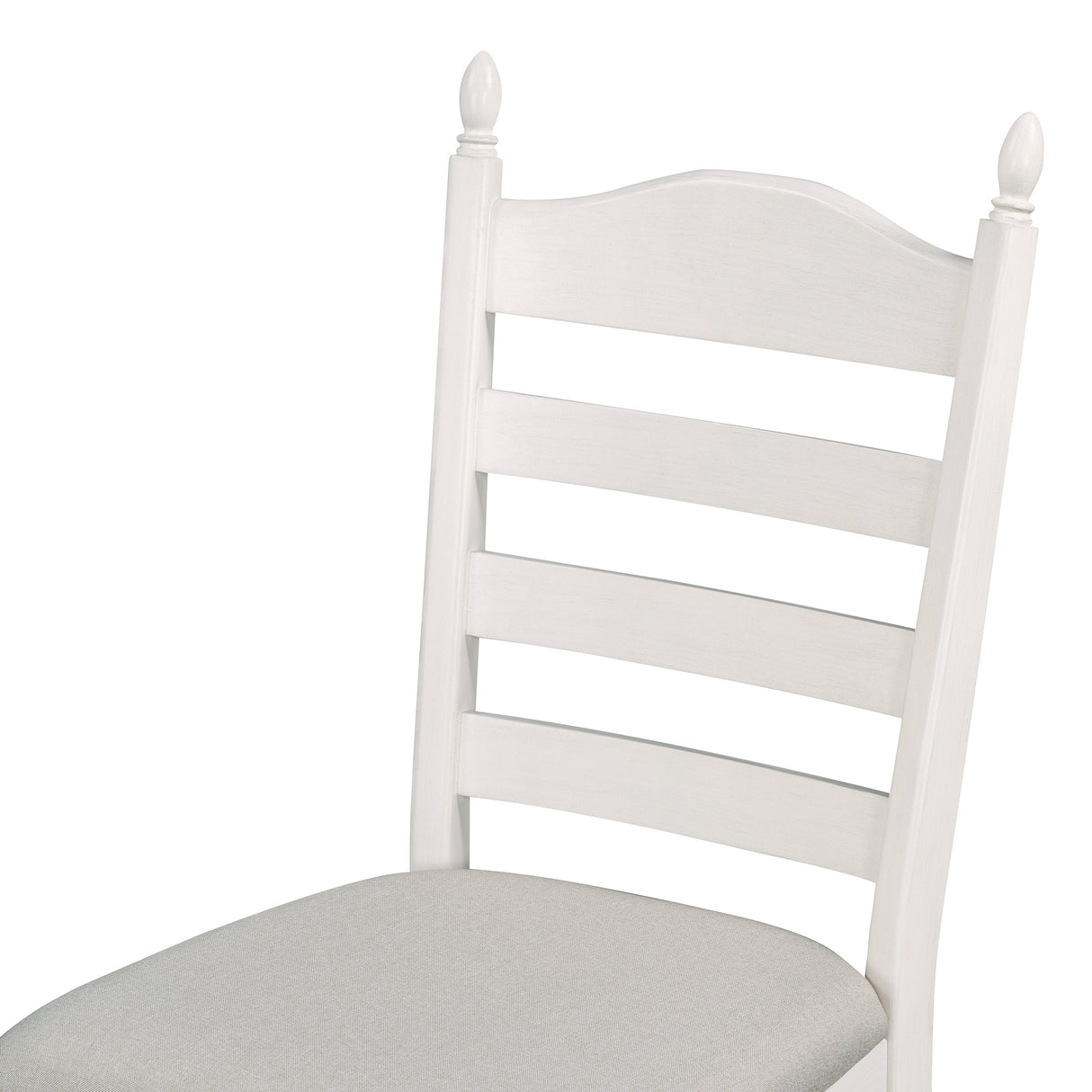 TREXM 5-Piece Retro Functional Dining Table Set Wood Round Extendable Dining Table and 4 Upholstered Dining Chairs (Off White) - Home Elegance USA