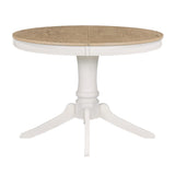 TREXM 5-Piece Retro Functional Dining Table Set Wood Round Extendable Dining Table and 4 Upholstered Dining Chairs (Off White) - Home Elegance USA