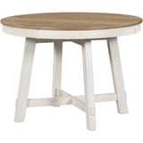 TREXM 5-Piece Farmhouse Dining Table Set Wood Round Extendable Dining Table and 4 Upholstered Dining Chairs (Oak Natural Wood + Antique White) - Home Elegance USA