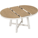 TREXM 5-Piece Farmhouse Dining Table Set Wood Round Extendable Dining Table and 4 Upholstered Dining Chairs (Oak Natural Wood + Antique White) - Home Elegance USA