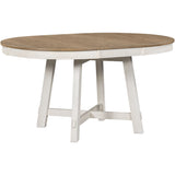 TREXM 5-Piece Farmhouse Dining Table Set Wood Round Extendable Dining Table and 4 Upholstered Dining Chairs (Oak Natural Wood + Antique White) - Home Elegance USA