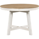TREXM 5-Piece Farmhouse Dining Table Set Wood Round Extendable Dining Table and 4 Upholstered Dining Chairs (Oak Natural Wood + Antique White) - Home Elegance USA