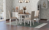 TREXM 5-Piece Farmhouse Dining Table Set Wood Round Extendable Dining Table and 4 Upholstered Dining Chairs (Oak Natural Wood + Antique White) - Home Elegance USA