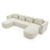 U Shape Sectional Sofa including Two Single Seats and Two Chaises, Modular Sofa, DIY Combination, Loop Yarn Fabric, Beige - Home Elegance USA