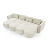 U Shape Sectional Sofa including Two Single Seat, Two Chaises and Two Ottomans, Modular Sofa, DIY Combination, Loop Yarn Fabric, Beige - Home Elegance USA