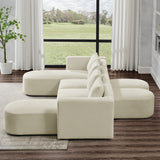 U Shape Sectional Sofa including Two Single Seat, Two Chaises and Two Ottomans, Modular Sofa, DIY Combination, Loop Yarn Fabric, Beige - Home Elegance USA