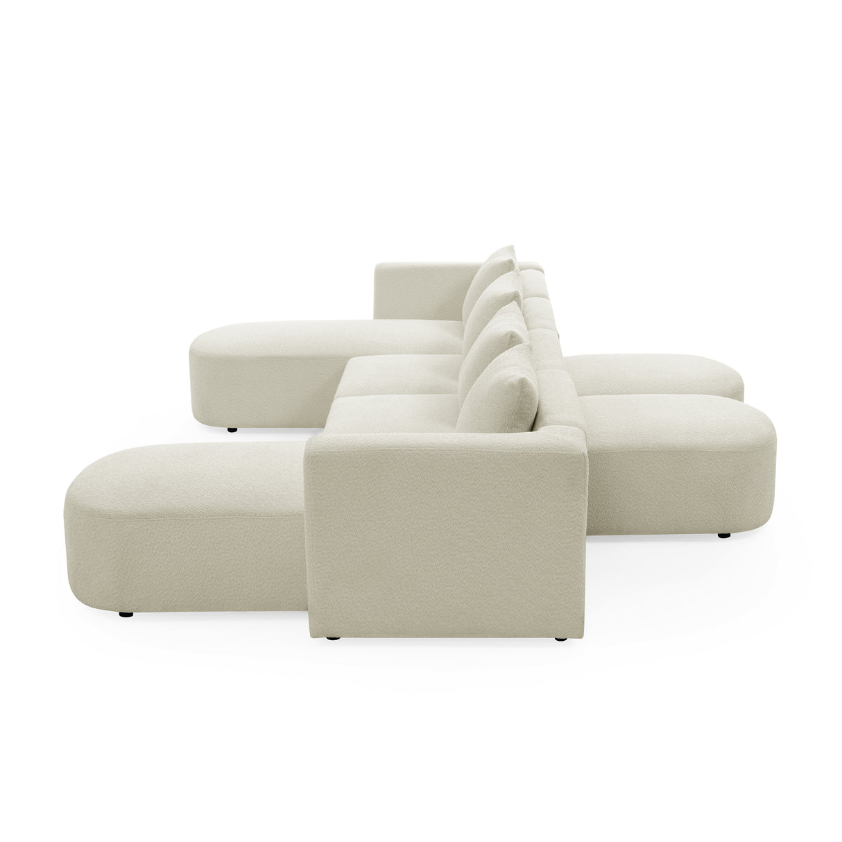 U Shape Sectional Sofa including Two Single Seat, Two Chaises and Two Ottomans, Modular Sofa, DIY Combination, Loop Yarn Fabric, Beige - Home Elegance USA