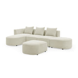 L Shape Sectional Sofa with Left Side Chaise and Ottoman, Modular Sofa, DIY Combination, Loop Yarn Fabric, Beige - Home Elegance USA