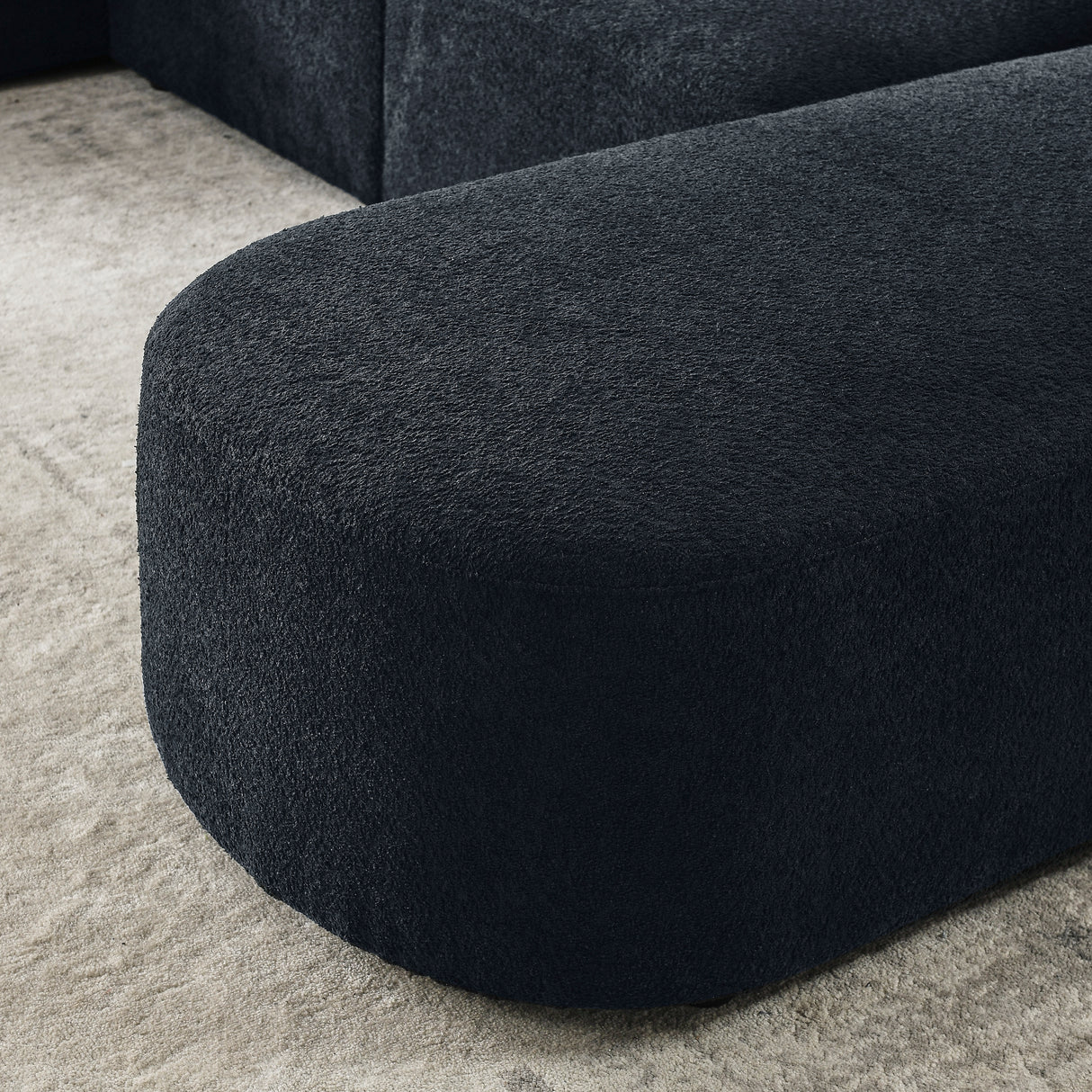 U Shape Sectional Sofa including Two Single Seats and Two Chaises, Modular Sofa, DIY Combination, Loop Yarn Fabric, Black - Home Elegance USA