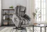 Electric lift recliner with heat therapy and massage for the elderly, lift chair with modern padded arms and back,USB port and 2 cupholders available, sofa chair for living room and bed room, Grey Home Elegance USA