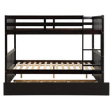 Full Over Full Bunk Bed with Trundle,Espresso - Home Elegance USA