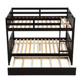 Full Over Full Bunk Bed with Trundle,Espresso - Home Elegance USA