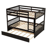 Full Over Full Bunk Bed with Trundle,Espresso - Home Elegance USA