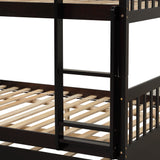 Full Over Full Bunk Bed with Trundle,Espresso - Home Elegance USA