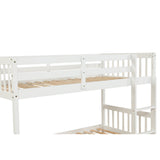 Twin Over Twin Bunk Beds with Trundle, Solid Wood Trundle Bed Frame with Safety Rail and Ladder, Kids/Teens Bedroom, Guest Room Furniture, Can Be converted into 2 Beds, White (Old Sku:W504S00028) - Home Elegance USA