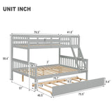 Twin Over Full Bunk Bed with Trundle, Convertible into 2 Beds, the Bunk Bed with Ladder and Safety Rails for Kids, Teens, Adults, Grey (Old Sku:W504S00029) - Home Elegance USA