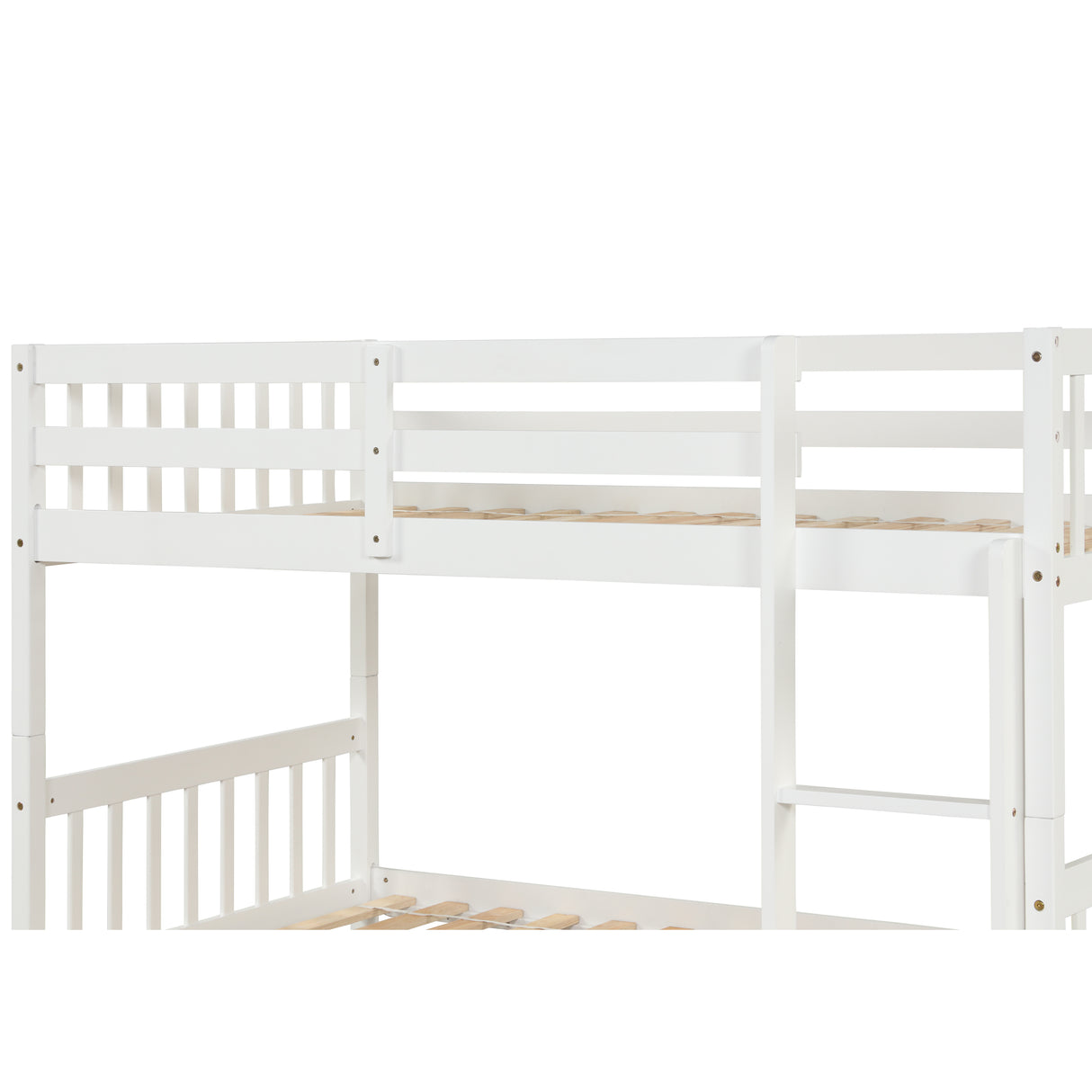 Twin Over Twin Bunk Beds with Trundle, Solid Wood Trundle Bed Frame with Safety Rail and Ladder, Kids/Teens Bedroom, Guest Room Furniture, Can Be converted into 2 Beds, White (Old Sku:W504S00028) - Home Elegance USA