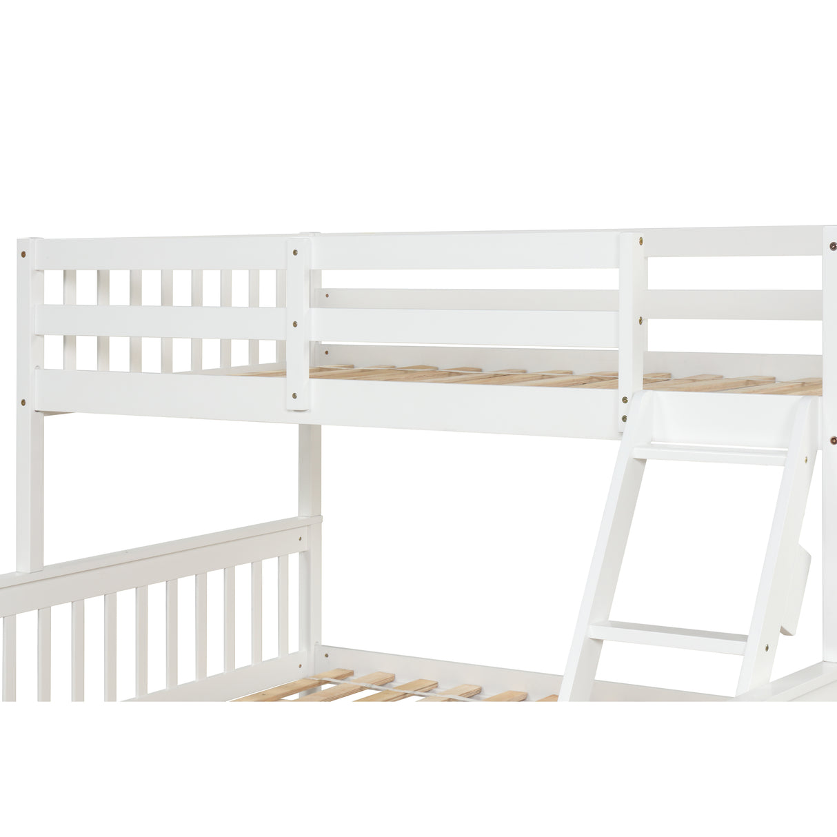 Twin Over Full Bunk Bed with Trundle, Convertible into 2 Beds, the Bunk Bed with Ladder and Safety Rails for Kids, Teens, Adults, White (Old Sku:W504S00030) - Home Elegance USA