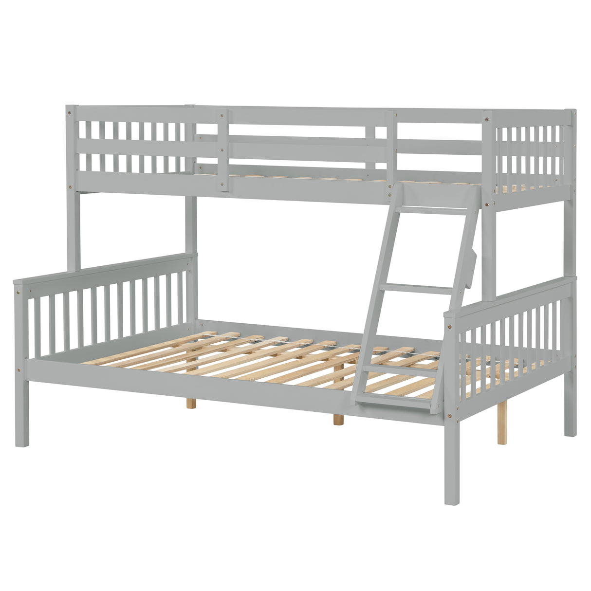 Twin Over Full Bunk Bed with Trundle, Convertible into 2 Beds, the Bunk Bed with Ladder and Safety Rails for Kids, Teens, Adults, Grey (Old Sku:W504S00029) - Home Elegance USA