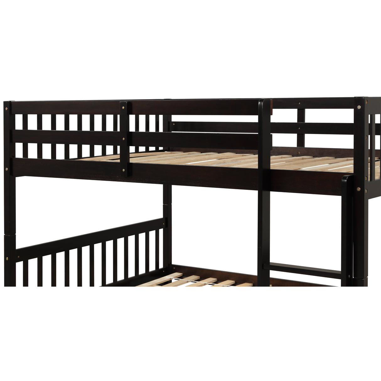Full Over Full Bunk Bed with Trundle,Espresso - Home Elegance USA