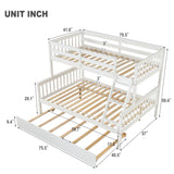 Twin Over Full Bunk Bed with Trundle, Convertible into 2 Beds, the Bunk Bed with Ladder and Safety Rails for Kids, Teens, Adults, White (Old Sku:W504S00030) - Home Elegance USA