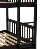 Full Over Full Bunk Bed with Trundle,Espresso - Home Elegance USA