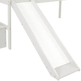 Loft Bed with Staircase, Storage, Slide, Twin size, Full-length Safety Guardrails, No Box Spring Needed, White (Old Sku:W504S00004) - Home Elegance USA