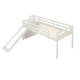 Loft Bed with Staircase, Storage, Slide, Twin size, Full-length Safety Guardrails, No Box Spring Needed, White (Old Sku:W504S00004) - Home Elegance USA