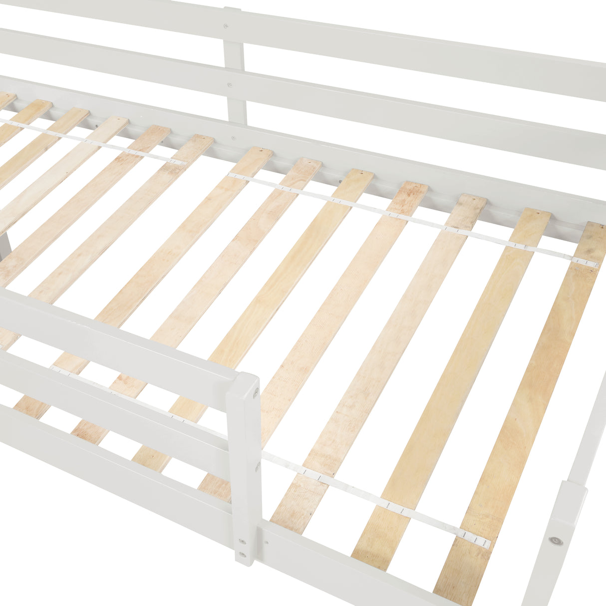 Loft Bed with Staircase, Storage, Slide, Twin size, Full-length Safety Guardrails, No Box Spring Needed, White (Old Sku:W504S00004) - Home Elegance USA