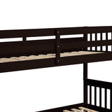 Twin Over Full Bunk Bed with Trundle, Convertible into 2 Beds, the Bunk Bed with Ladder and Safety Rails for Kids, Teens, Adults, Espresso - Home Elegance USA