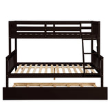 Twin Over Full Bunk Bed with Trundle, Convertible into 2 Beds, the Bunk Bed with Ladder and Safety Rails for Kids, Teens, Adults, Espresso - Home Elegance USA