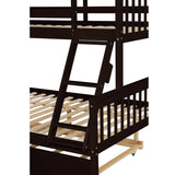 Twin Over Full Bunk Bed with Trundle, Convertible into 2 Beds, the Bunk Bed with Ladder and Safety Rails for Kids, Teens, Adults, Espresso - Home Elegance USA