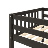 Twin Over Twin Bunk Beds with Trundle, Solid Wood Trundle Bed Frame with Safety Rail and Ladder, Kids/Teens Bedroom, Guest Room Furniture, Can Be converted into 2 Beds,Espresso - Home Elegance USA